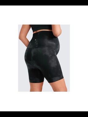 Maternity Black Tie-Dye Biker Shorts